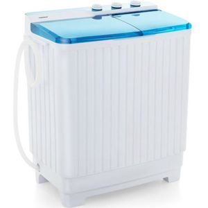 Costway XXL Camping Wasmachine met dubbele trommel 7,5 Kg Was & 3 Kg Centrifugecapaciteit - Mini Wasmachine - Blauw