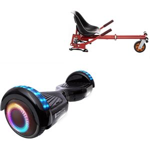 E-Mobility Rentals Hoverboard Met Schokdemper Hoverkart Rood - Regular Zwart - Verlengde Afstand - 6.5'' Wielen - Oxboard - 15kmh - Bluetooth Speakers - LED Verlichting - UL2272 Gecertificeerd - Anti lek banden - Cadeau voor Kinderen, Tieners en Volw