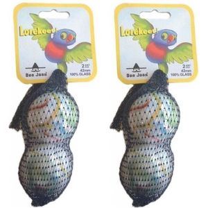4x Lori bollebust knikkers wit/gekleurd 4 cm - Knikkers buitenspeelgoed