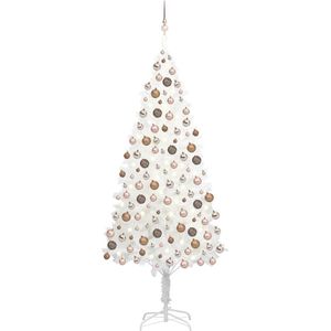 The Living Store Kunstkerstboom - Life-like PE-takken - 240 cm hoog - Met 300 LEDs - Inclusief kerstballen en piek - Wit