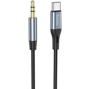 USB-C naar 3.5mm jack - Hoco - Aux Kabel - Audio Kabel - Zwart - 1 meter