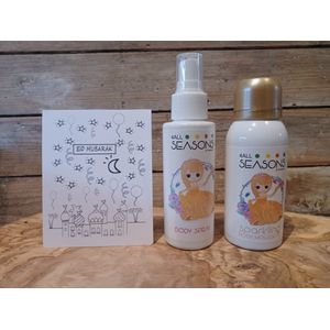 Eid Mubarak-Kinderen-Tiener-Huidverzorging-Giftset-Bodyspray-Bodymouse-Sparkling-Prinses-Offerfeest-Feestelijk-Ingepakt-luxueus-Cadeaudoos-Ramadan-Islamitisch-Moskee-Islam-Feest-Suikerfeest-Offerfeest-Feestdag-Vastenmaand-Kaart-Cadeaupakket-giftset