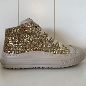 Lunella meisjessneaker goud glitter maat 35 met beschermtop