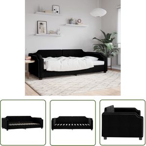 The Living Store Slaapbank 80x200 cm stof zwart - Slaapbank - Daybed - Sofa Bed - Tweepersoonsbed - Zithoek