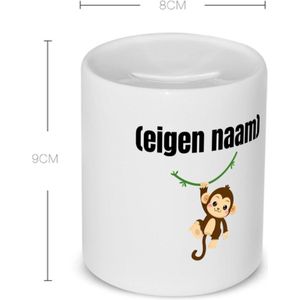 Akyol - kleine aap met eigen naam Spaarpot - Aap - apen liefhebbers - mok met eigen naam - iemand die houdt van apen - verjaardag - cadeau - kado - 350 ML inhoud