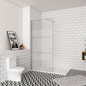 140(verstelbaar van 138-140cm) x190cm inloopdouche met melkstrepen 6mm NANO glas+ F: 90cm stabilisator