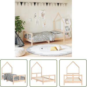 The Living Store Kinderbedframe 80x160 cm massief grenenhout - Kinderbed Frame - Houten Bed - Peuterbed - Huisvormig Bed - Grenenhout Bed