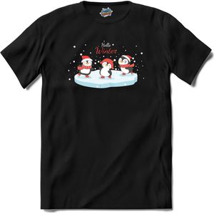 Kerst pinguin buddy's - T-Shirt - Heren - Zwart - Maat M