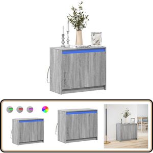 vidaXL Dressoir met LED 72x34x61 cm bewerkt hout grijs sonoma eiken