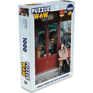 Puzzel Frankrijk - Café - Vrouw - Legpuzzel - Puzzel 1000 stukjes volwassenen