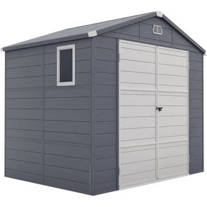 Outsunny-Gerätehaus-Kunststoff, Aluminium-240L x 190B x 228H cm-Grau