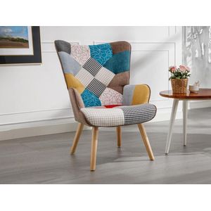 Fauteuil van stof met patchwork VATELY L 69 cm x H 95.5 cm x D 78 cm