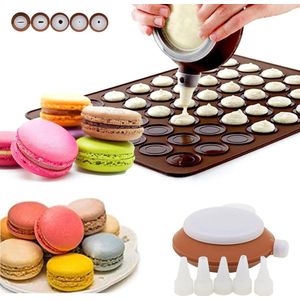 Silicone Bakmat - 48 Stuks Anti-aanbaklaag - Siliconenvorm met Decoratiestift - 5 Spuitmonden voor Cupcake Dessert