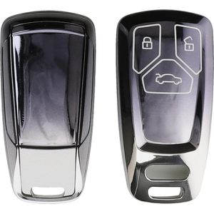 Autosleutel hoesje compatibel met Audi 3-knops Smartkey - Keyless Go hoes - Donkergrijs-zilver - Sleuteletui .