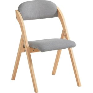 Houten klapstoel met gestoffeerde zitting en rugleuning - Opklapbare fauteuil voor keuken, kantoor, en meer - 47 x 57 x 79 cm