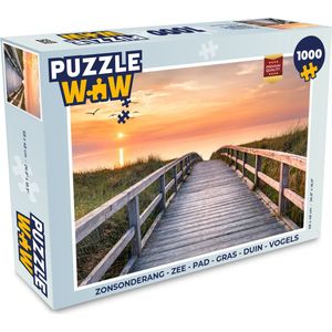 Puzzel Zonsonderang - Zee - Pad - Gras - Duin - Vogels - Legpuzzel - Puzzel 1000 stukjes volwassenen