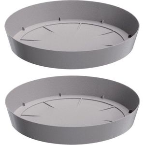 Prosperplast Opvangschaal/onderschaal voor bloempot/plantenpot - 4x - lichtgrijs - rond - Dia 23 cm