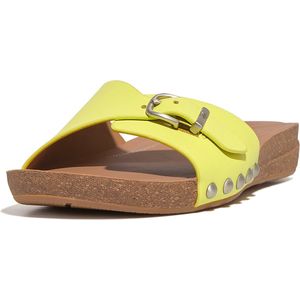 FitFlop Iqushion Adjustable Buckle Leather Slides GROEN - Maat 38
