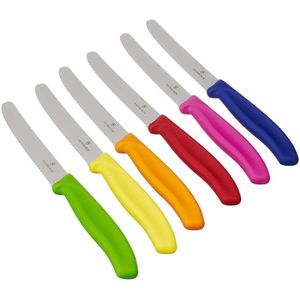 Victorinox Swiss Classic Tafelmes ac- Tomatenmes met Kartel - RVS - Lemmet 11 cm - 6 stuks - Gekleurd