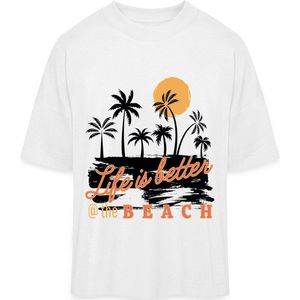Heren en Dames T Shirt - Zomer - Life Is Better at the Beach - Wit - XXL