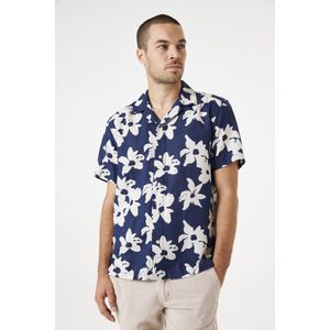 GARCIA Heren All over print Overhemd Blauw Korte mouw