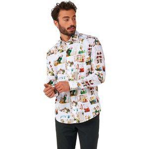 OppoSuits Elf Kerst Shirt - Heren Overhemd - Kerstmis Shirt - Wit - Maat: XXL