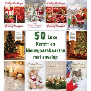 50 Luxe Kerstkaarten en Nieuwjaarskaarten met Enveloppen - 5x10