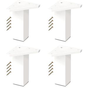 MGM Trading Witte meubelpoten ✮ Set met 4 poten, schroeven meegeleverd, wit, doe-het-zelf poten voor tafels, tafels, badkamermeubels, kast, planken (10 cm)