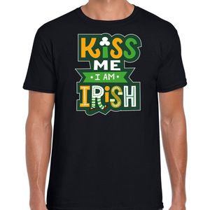 St. Patricks day t-shirt zwart voor heren - Kiss me im Irish - Ierse feest kleding / outfit / kostuum XL