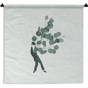 Wandkleed - Wanddoek - Ballon - Man - Retro - 60x60 cm - Wandtapijt