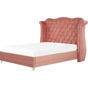 AYETTE - Tweepersoonsbed - Roze - 160 x 200 cm - Fluweel