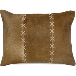 Sierkussen - Half Dekensteek Koe Bruin/wit - Bruin En Beige - 35 Cm X 45 Cm