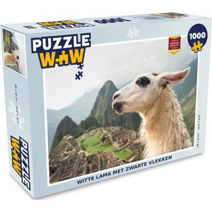 Puzzel Lama - Machu Picchu - Wit - Legpuzzel - Puzzel 1000 stukjes volwassenen