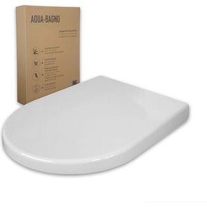 Aqua Bagno Universele toiletdeksel en wc-bril met softclosemechanisme, afneembare wc-deksel D-vorm overlappend