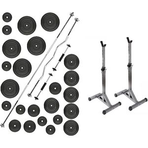 Halterset  Gewichtenset Dumbbellset  inc 110 kg Halterschijven + HALTERSTEUN