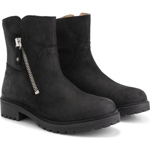 Travelin' Venning Dames leren enkellaarsjes met rits - Suede Leren boots - Zwart leer - Maat 40