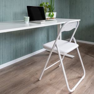 EASTWALL Vouwstoel premium – Klapstoel – Bijzetstoel – tot 90kg belastbaar – 43cm zithoogte - Staal/katoen/PVC - Wit
