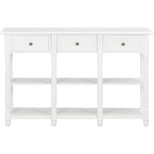 vidaXL Wandtafel 110x30x76 cm bewerkt hout wit - Wandtafel - Wandtafels - Gangtafel - Haltafel