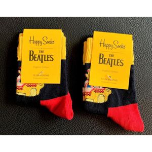 2 paar Happy socks, ""kids""  maat 12 - 24 mnd  Yello submarine geel / zwart /rood
