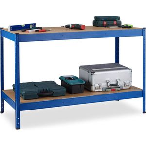 Relaxdays werkbank - 2 etages - werktafel - 300kg per etage - garagewerkbank - verstelbaar