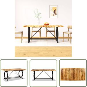 The Living Store Eettafel 180 cm massief ruw mangohout - Eetkamertafel - Mangohout Eettafel - Industrieel Design - Retro Eettafel - Industriele Meubels
