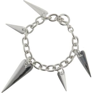 Behave Armband - zilver kleur - hangers - bedels - tanden - punten - schakelarmband - 20 cm