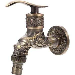 Antieke messing wandkraan met draak gesneden zinklegering