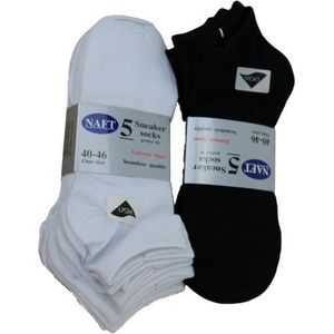 10 Paar Sneaker Sokken Zwart & Wit - Maat 36-42 - Unisex Sokken