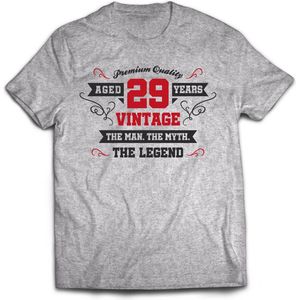 29 Jaar Legend - Feest kado T-Shirt Heren / Dames - Antraciet Grijs / Rood - Perfect Verjaardag Cadeau Shirt - grappige Spreuken, Zinnen en Teksten. Maat M