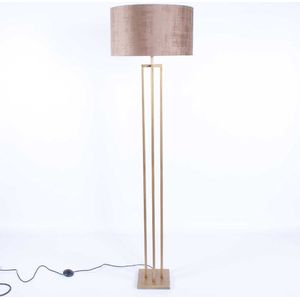 Vloerlamp vierkant met velours kap Roma | 1 lichts | bruin / brons | metaal / stof | Ø 45 cm | 165 cm hoog | staande lamp / vloerlamp | modern / sfeervol / klassiek design