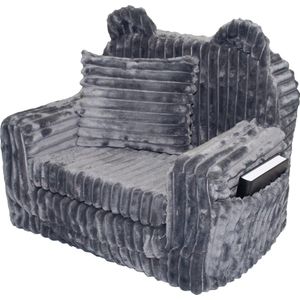 Kinderfauteuil - Slaapbankje - Grijs - Corduroy - 51x40x41cm