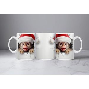 Koffiemok Kerst 3D Aapje