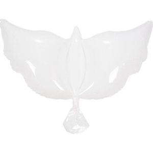 Witte Duif ballon - XXL - 48x105cm - Trouw versiering - Folie ballon - Helium ballon - Trouwfeest - Trouwen - Versiering - Trouw jubileum - Feest versiering - Duiven - Vliegen - Bruiloft - Bruiloft Decoratie - Ballonnen - Groot - Leeg - Folieballon