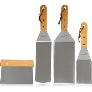 Grill-accessoireset voor Plancha met hoekpaletten en grillspatel - teppanyaki grillgereedschap - grillbestekset - grillhulp